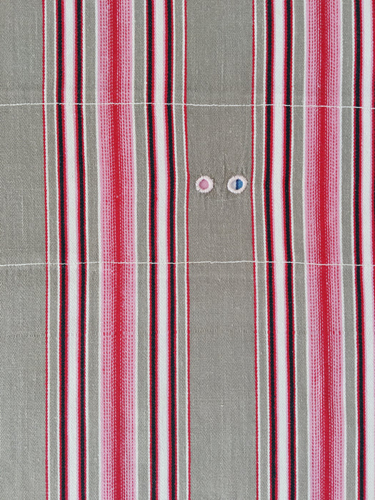 Ticking in beige, pink and red stripes. Spain c.1950 - 122×154 cm 