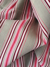 Ticking in beige, pink and red stripes. Spain c.1950 - 122×154 cm 