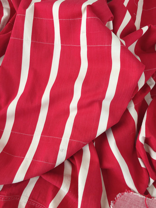 Ticking in white and red stripes. Spain c.1950 - Lot of 3 pieces