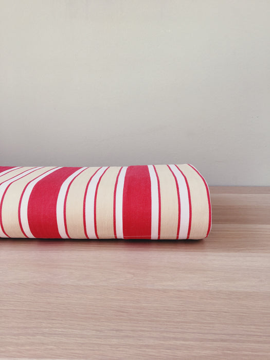 Ticking in white, beige and red stripes. Spain c.1950 - Lot of 2 pieces