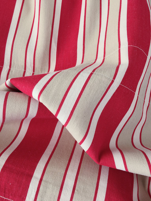 Ticking in white, beige and red stripes. Spain c.1950 - Lot of 2 pieces