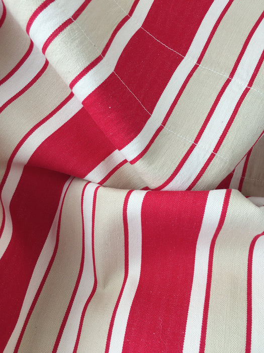 Ticking in white, beige and red stripes. Spain c.1950 - Lot of 2 pieces