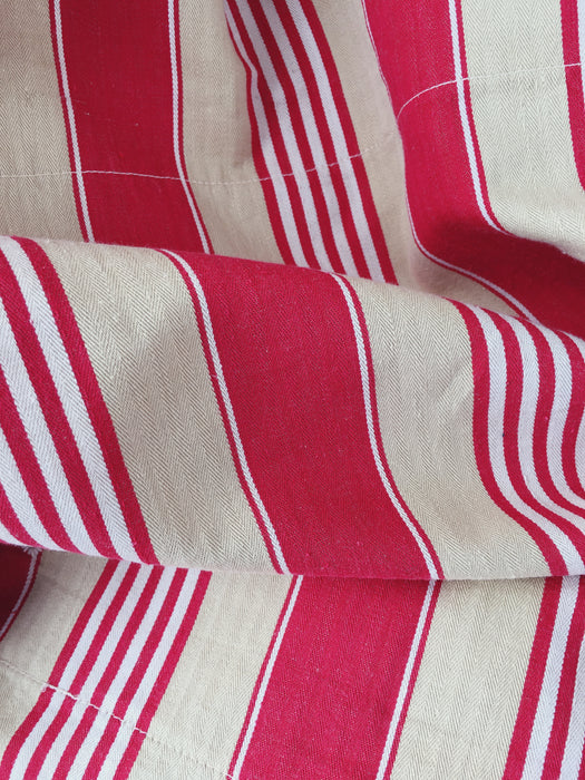 Ticking in white, beige and red stripes. Spain c.1950 - Lot of 3 pieces