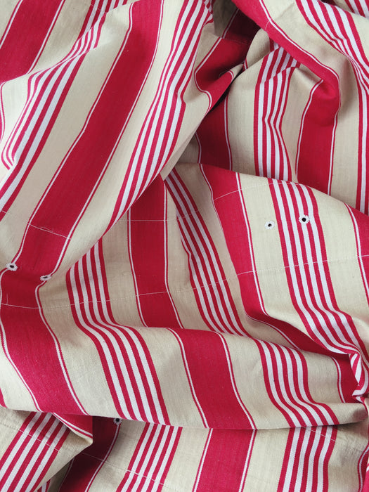 Ticking in white, beige and red stripes. Spain c.1950 - Lot of 3 pieces