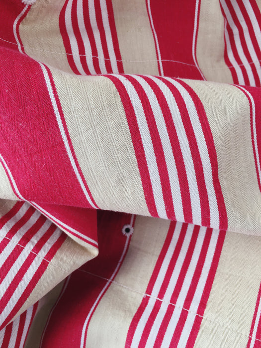 Ticking in white, beige and red stripes. Spain c.1950 - Lot of 3 pieces