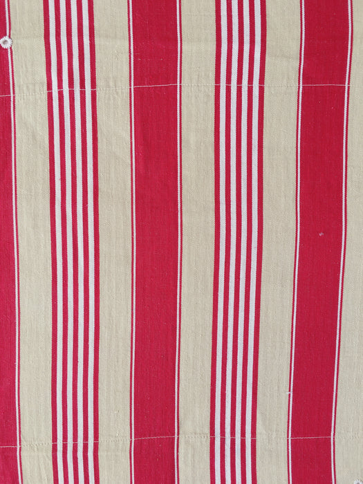 Ticking in white, beige and red stripes. Spain c.1950 - Lot of 3 pieces