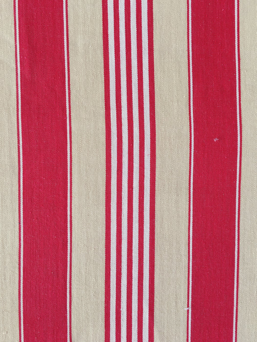 Ticking in white, beige and red stripes. Spain c.1950 - Lot of 3 pieces