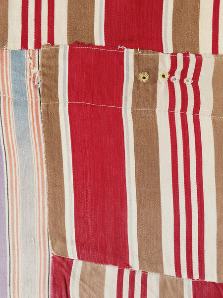 Red Stripes Antique European Ticking Fabric Recovered Panels REC-RA-ROJO-020 - Ticking Depot