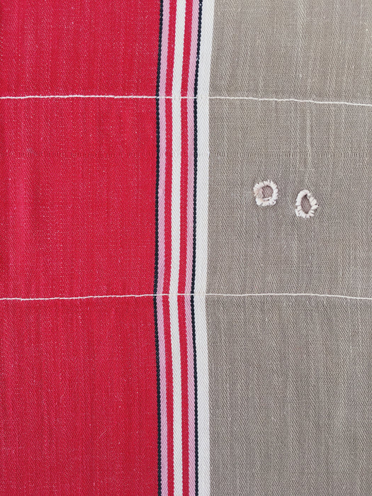 Ticking in beige and red stripes. Spain c.1950 - Lot of 3 pieces