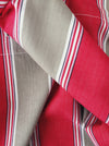 Ticking in beige and red stripes. Spain c.1950 - Lot of 3 pieces