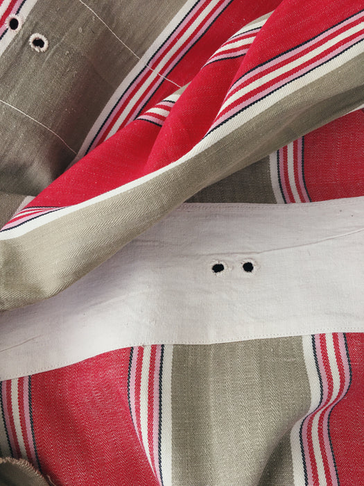 Ticking in beige and red stripes. Spain c.1950 - Lot of 3 pieces