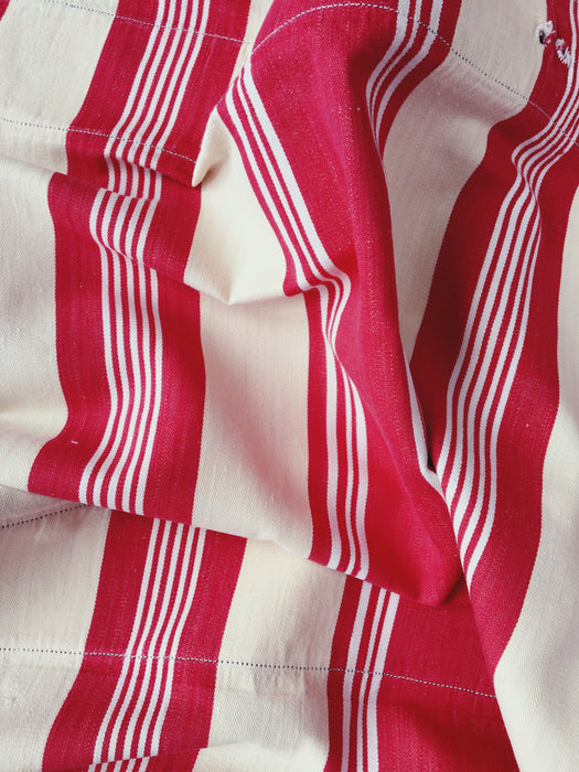 Ticking in beige and red stripes. Spain c.1950 - Lot of 2 pieces