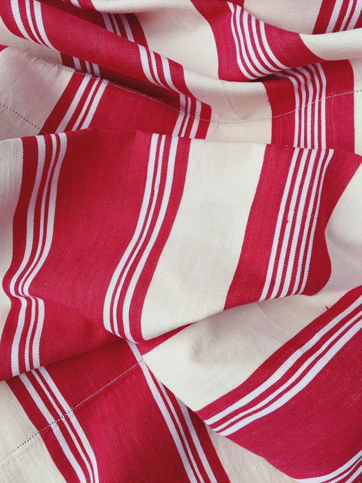 Ticking in beige and red stripes. Spain c.1950 - Lot of 2 pieces