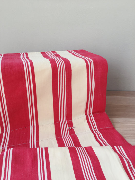 Ticking in beige and red stripes. Spain c.1950 - Lot of 2 pieces