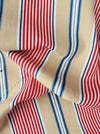 Ticking in beige, blue and red stripes. Spain c.1950 - 80×146 cm
