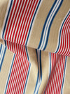 Ticking in beige, blue and red stripes. Spain c.1950 - 80×146 cm