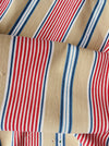 Ticking in beige, blue and red stripes. Spain c.1950 - 80×146 cm