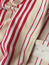 Ticking in white, beige and red stripes. Spain c.1950 - 130×90 cm