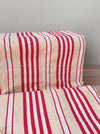 Ticking in white, beige and red stripes. Spain c.1950 - 130×90 cm