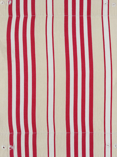 Ticking in white, beige and red stripes. Spain c.1950 - 130×90 cm