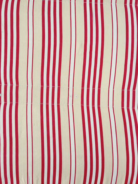 Ticking in white, beige and red stripes. Spain c.1950 - 130×90 cm