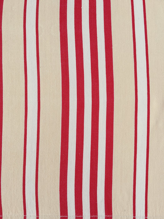 Ticking in white, beige and red stripes. Spain c.1950 - 130×90 cm
