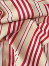 Ticking in white, beige and red stripes. Spain c.1950 - 130×90 cm