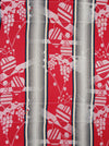 Ticking mix of jacquard and stripes in red and gray. Spain c.1940 - 40×190 cm