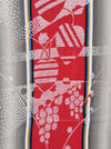 Ticking mix of jacquard and stripes in red and gray. Spain c.1940 - 40×190 cm