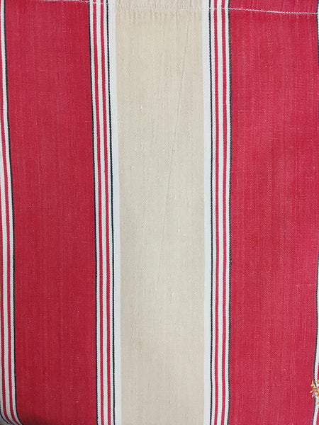 Red Stripes Antique European Ticking Fabric Recovered Panels REC-RA-ROJO-030 - Ticking Depot
