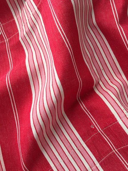 RedFALSE Stripes Antique European Ticking Fabric Recovered Panels REC-RA-ROJO-031 - Ticking Depot