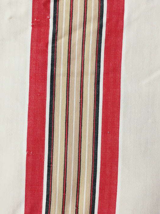 Red, taupe, and brown striped ticking. Spain c.1940 - Lot of 3 pieces
