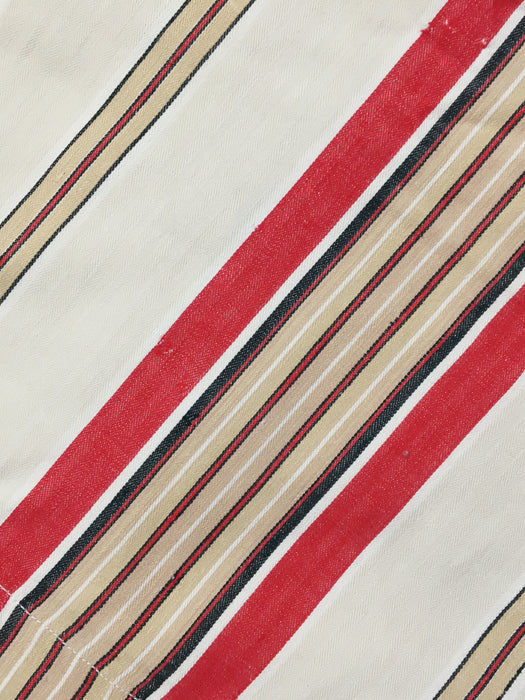 Red, taupe, and brown striped ticking. Spain c.1940 - Lot of 3 pieces