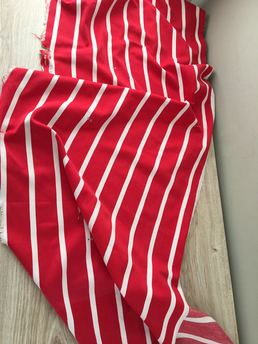Ticking in white and red stripes. Spain c.1950 - Lot of 4 pieces
