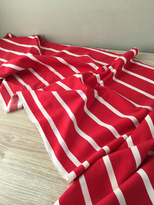 Ticking in white and red stripes. Spain c.1950 - Lot of 4 pieces