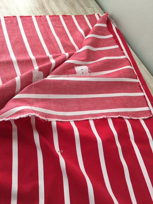 Ticking in white and red stripes. Spain c.1950 - Lot of 4 pieces