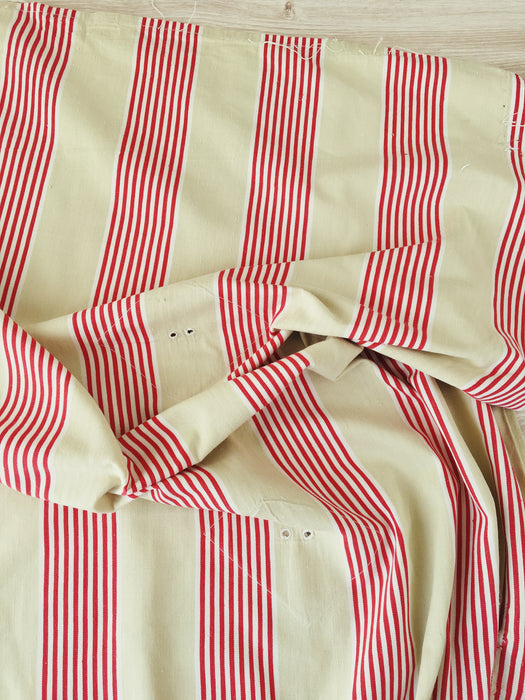 Red striped ticking. Spain c.1900 - Lot of 3 pieces