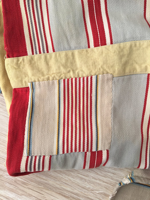 Red and gray striped ticking. Spain c.1900 - 133 cm × 2.7 meters