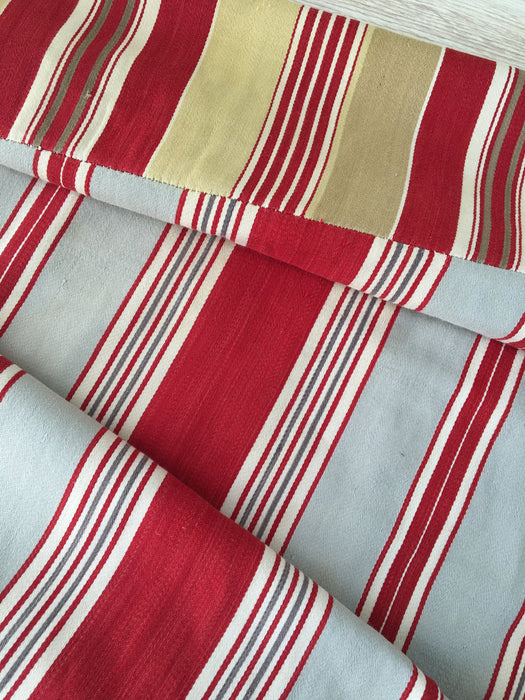 Red and gray striped ticking. Spain c.1900 - 133 cm × 2.7 meters