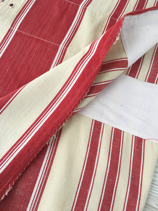 Red striped ticking. Spain c.1900 - Lot of 3 pieces