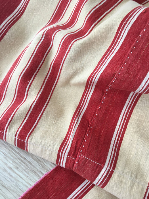 Red striped ticking. Spain c.1900 - Lot of 3 pieces