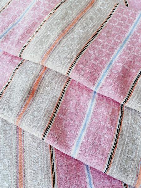 Pink Stripes Antique European Ticking Fabric Recovered Panels REC-RA-ROSA-001 - Ticking Depot