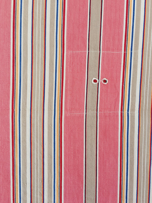 Ticking in pink, taupe, red, blue and yellow stripes. Spain c.1950 - 134×156 cm 