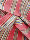 Ticking in pink, taupe, red, blue and yellow stripes. Spain c.1950 - 134×156 cm 