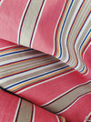 Ticking in pink, taupe, red, blue and yellow stripes. Spain c.1950 - 134×156 cm 