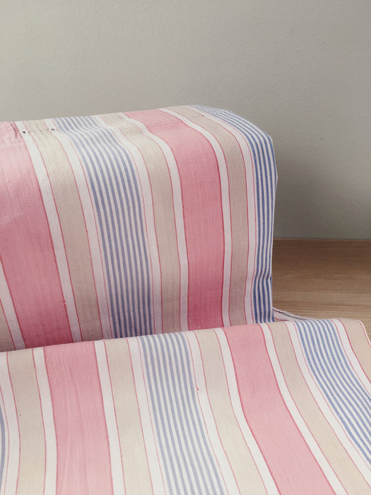 Ticking in white, beige and pink stripes. Spain c.1950 - Lot of 2 pieces