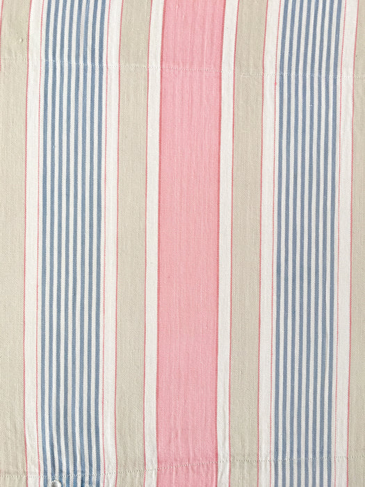 Ticking in white, beige and pink stripes. Spain c.1950 - Lot of 2 pieces
