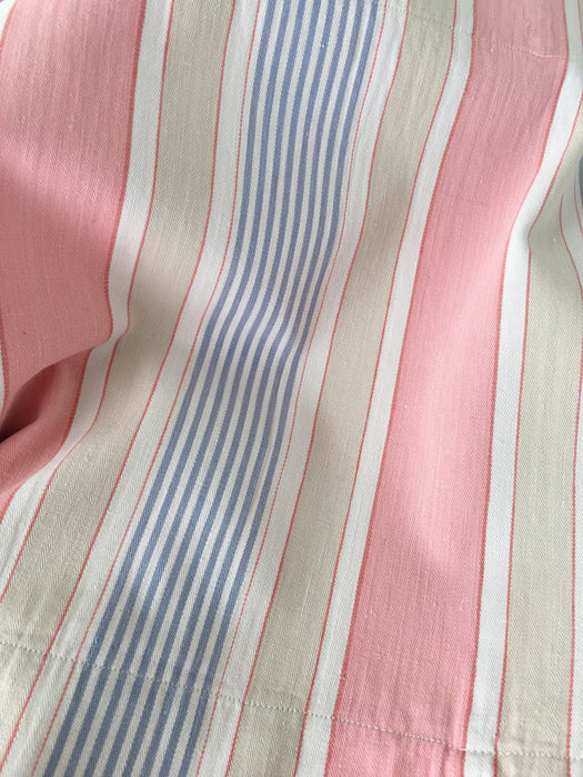 Ticking in white, beige and pink stripes. Spain c.1950 - Lot of 2 pieces