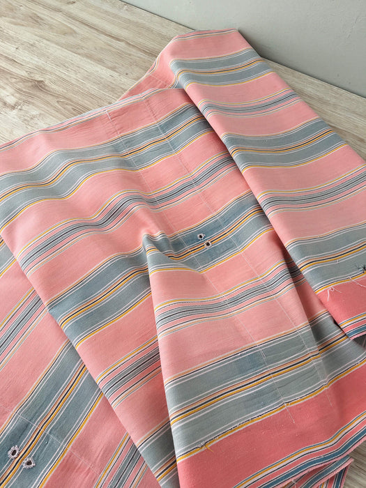 Ticking in orange pink and gray stripes. Spain c.1950 - Lot of 2 pieces