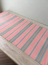 Ticking in orange pink and gray stripes. Spain c.1950 - Lot of 2 pieces